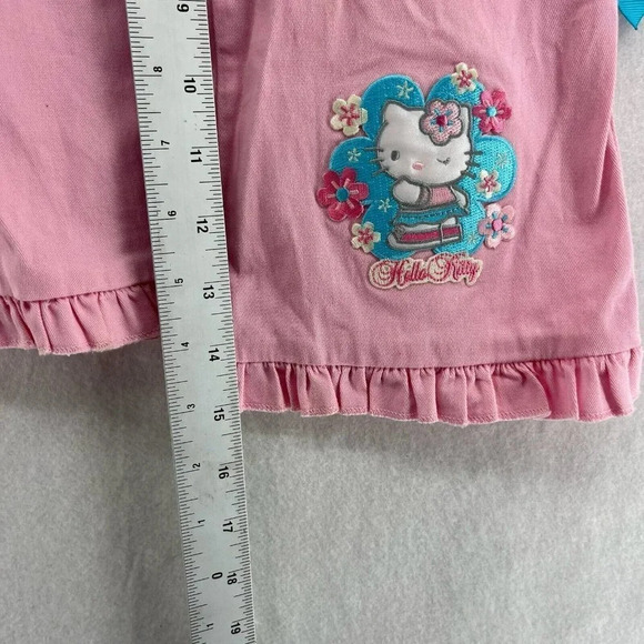 Hello Kitty Pants Kids Sz L (6X) Pink Embroidered Wide-Leg Ruffle Hem Stretch - Picture 5 of 12